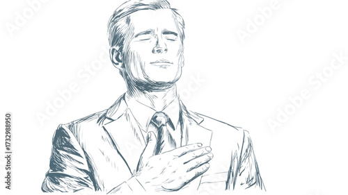 Confident Professional Businessman with Closed Eyes in Elegant Suit