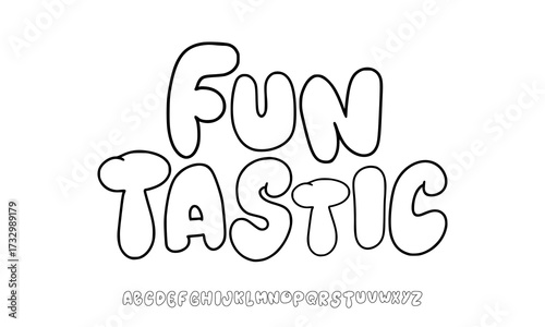 Bubble font, wavy bold letters, soft organic alphabet, playful logo, whimsical typography, joyful design. Eco-friendly packaging, kids designs. Vector typeset