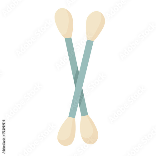 Vector illustration of cotton swabs crossed together, flat cartoon doodle style isolated.