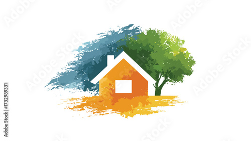 Modern Home Painting Logo Design for Professional Services with Paintbrush and House Icon