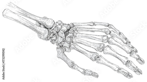 Detailed Arm and Hand Anatomy Skeleton Vector Illustration for Medical Education