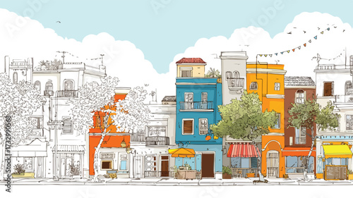 Vibrant Diverse Ethnic City Street Vector Illustration