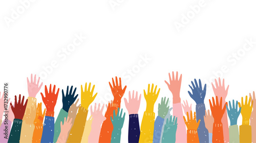Dynamic Flat Style Vector of Hands Stretched Up for Creativity and Unity