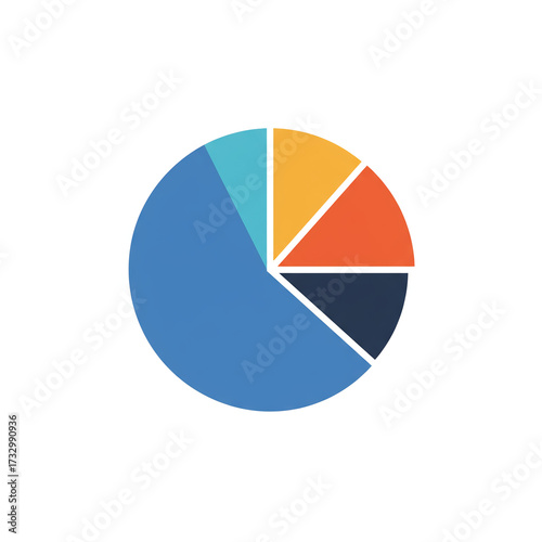 Free Download Flat Vector Icon of Pie Chart, Business Analytics Symbol in Minimal Colorful Style - GFXLoad