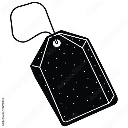 outline tea bag with tag minimal vector on white b (1).eps