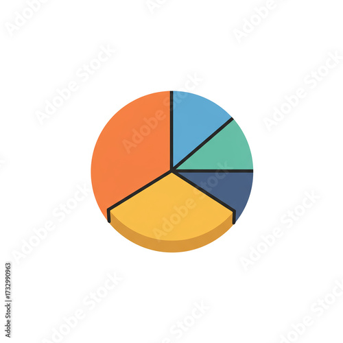 Free Download Flat Vector Icon of Pie Chart, Business Analytics Symbol in Minimal Colorful Style - GFXLoad