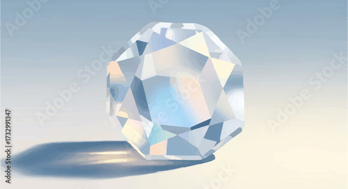 Diamond Reflecting Light and Shadow with Smooth Surface

