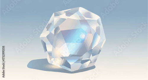 Diamond Reflecting Light and Shadow with Smooth Surface

