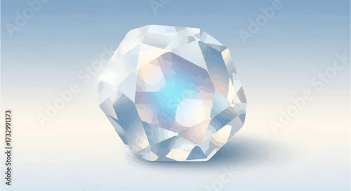 Diamond Reflecting Light and Shadow with Smooth Surface

