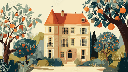 Luxurious Manor House in Verdant Orchard Setting