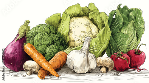 Vibrant Fresh Vegetables Vector Illustration for Healthy Lifestyle
