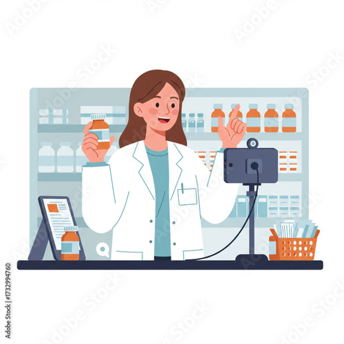 Pharmacist Explaining Medication A Digital Healthcare Consultation Illustration