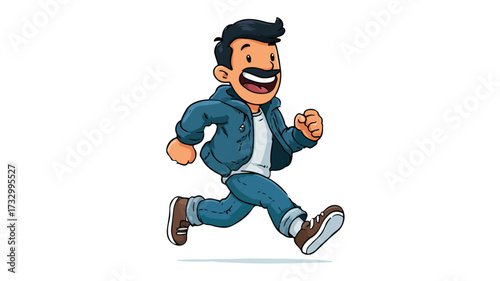 Energetic Man Running Cartoon Vector Illustration