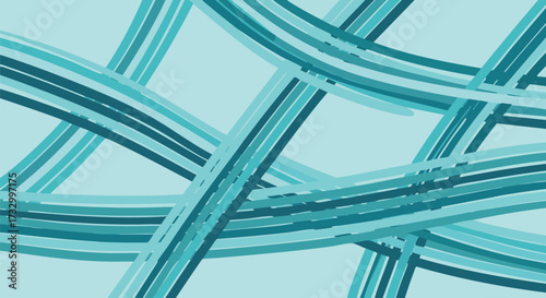 Abstract background with dynamic, interwoven brush strokes in shades of mint green and teal