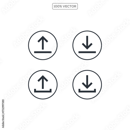 Download button icon set. Arrow download symbols. Save or upload file , Vector illustration logo