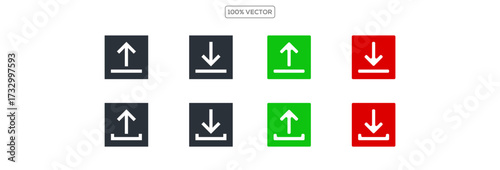 Download button icon set. Arrow download symbols. Save or upload file , Vector illustration template design