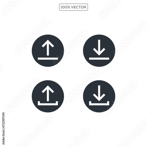Download button icon set. Arrow download symbols. Save or upload file , Vector illustration