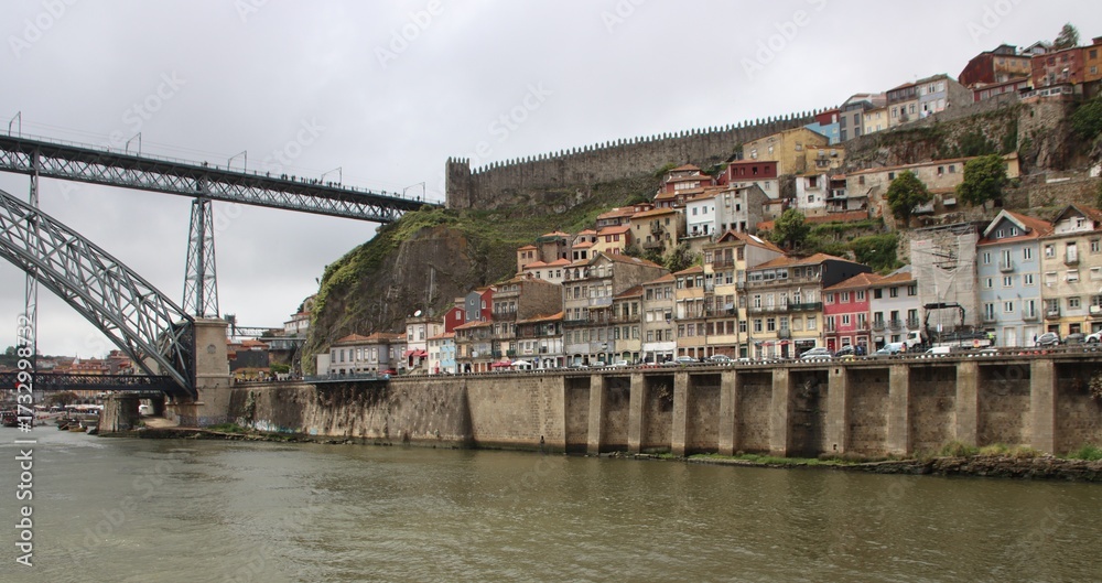 Fototapeta premium The old city of Porto and the Dom Luis Bridge, Portugal.