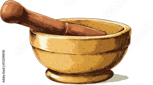 Professional Mortar and Pestle Vector Illustration for Culinary Designs