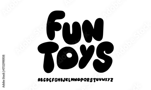 Bubble font, wavy bold letters, soft organic alphabet, playful logo, whimsical typography, joyful design. Eco-friendly packaging, kids designs. Vector typeset.