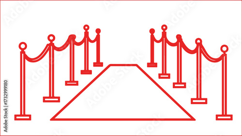 Luxurious Red Carpet Entrance Icon Vector Illustration