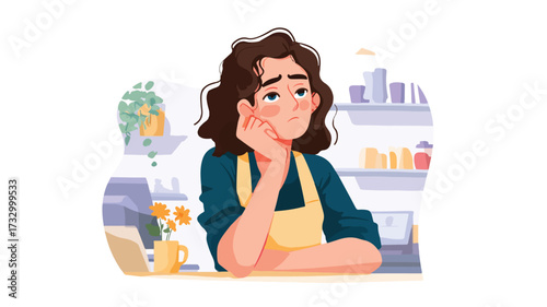 Depressed Shop Owner Vector Illustration for Marketing Materials and Websites