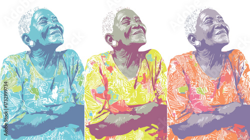 Elegant Senior African American Woman Vector Illustration for Designs