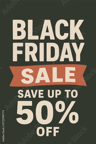 A bold vintage-style Black Friday sale poster with large typography in beige, red, and black color palette.