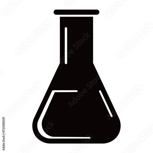 black and white silhouette of a beaker glass vector on a white background