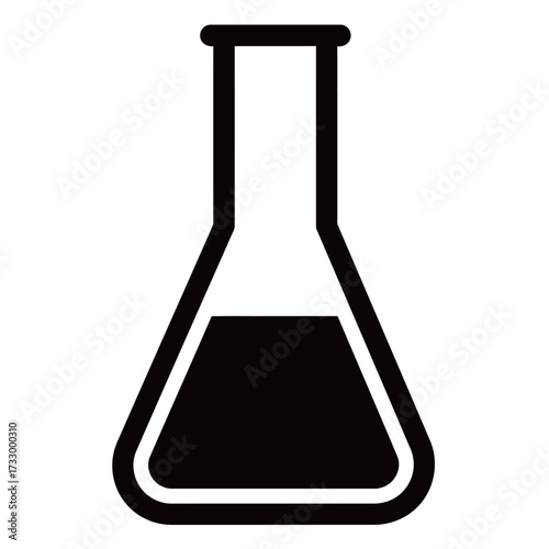 black and white silhouette of a beaker glass vector on a white background