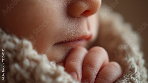 Closeup baby face details