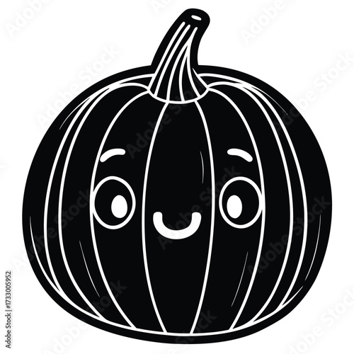 cartoon pumpkin with rosy cheeks vector on white b.eps