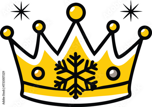 crown with snowflake gems winter theme on white ba.eps