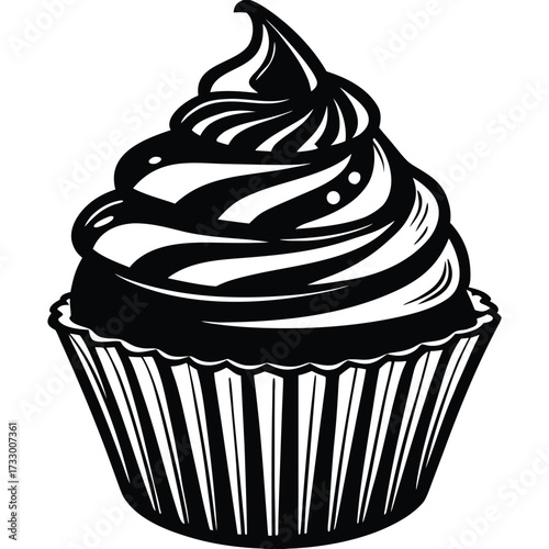 cupcake with frosting vector illustration on white (1).eps