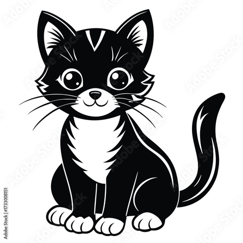 cute cartoon kitten sitting vector illustration o.eps