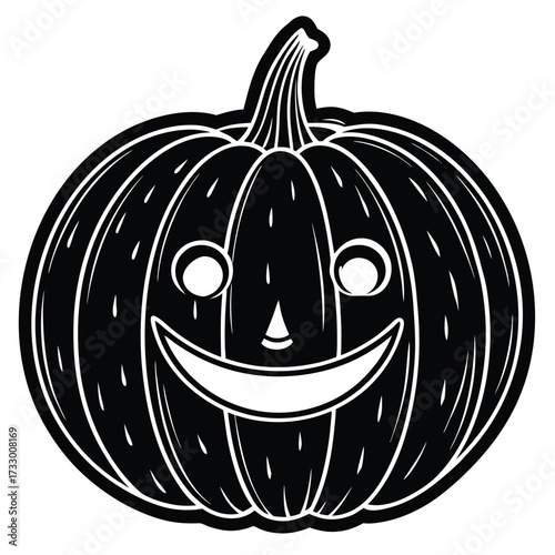cute cartoon pumpkin with smiling face clipart on .eps