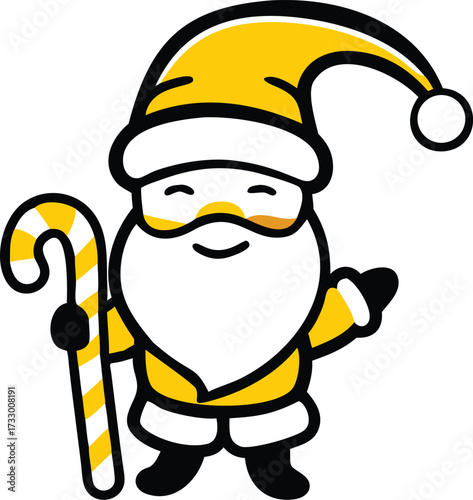 cute cartoon santa holding candy cane vector illus (1).eps
