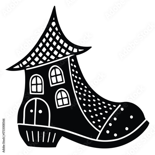 cute fairytale shoe shaped house clipart on white .eps