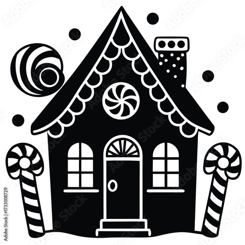 cute gingerbread house with candy decorations clip.eps