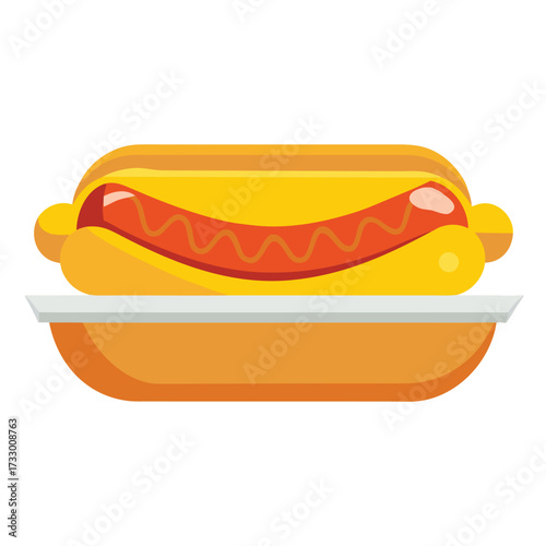 cute hot dog in paper tray  minimal flat fast food.eps