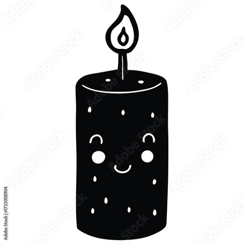 cute kawaii birthday candle with smiling face vect.eps