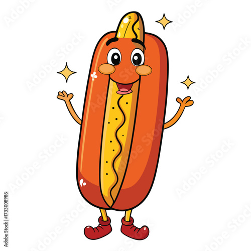 cute kawaii hot dog with happy face and sparkling  (2).eps
