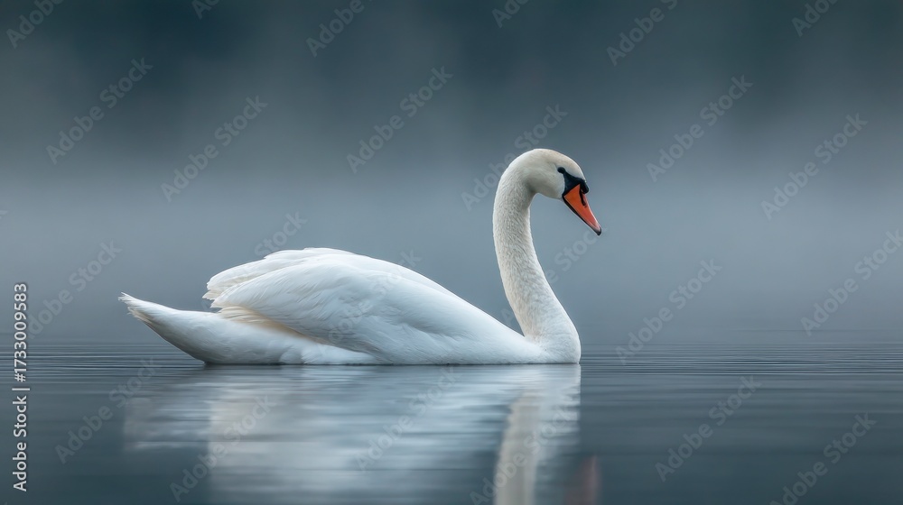 Fototapeta premium Elegant swan on water