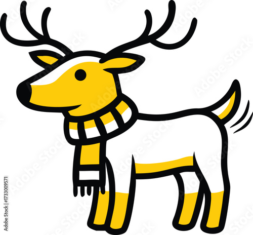cute reindeer wearing scarf vector illustration on (1).eps