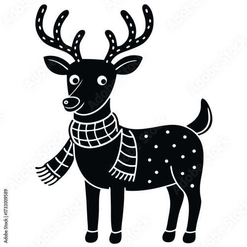 cute reindeer wearing scarf vector illustration on.eps