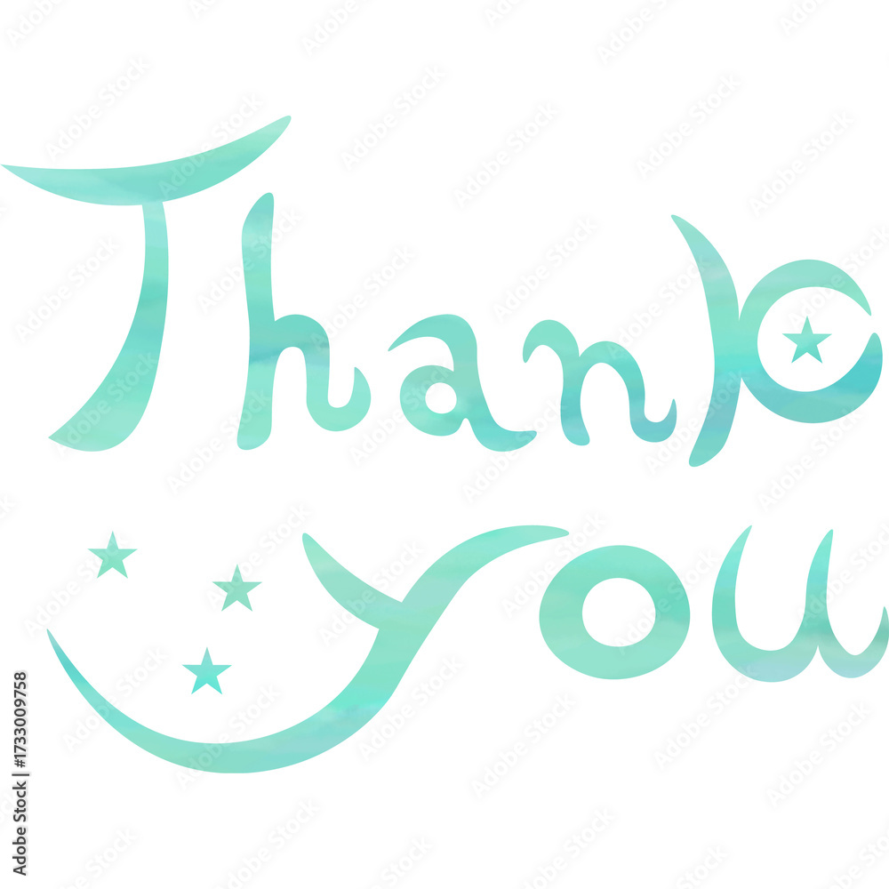 Fototapeta premium Illustration of a beautiful watercolor patterned “Thank you!” icon image