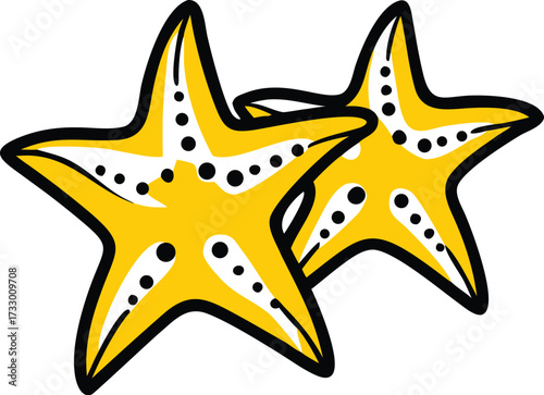cute starfish couple cartoon clipart on white back.eps