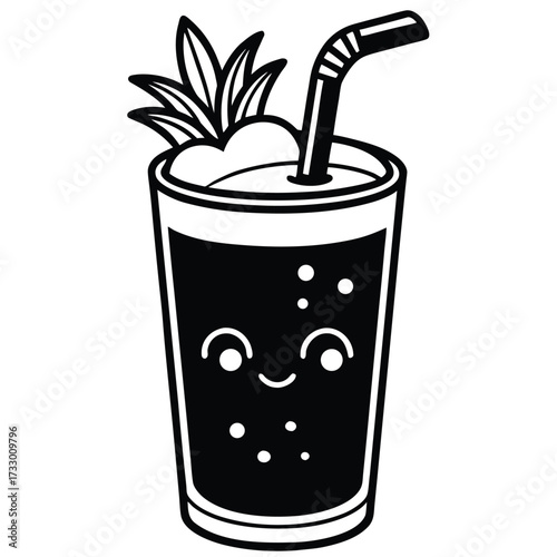 cute tropical smoothie drink cartoon vector on whi (1).eps