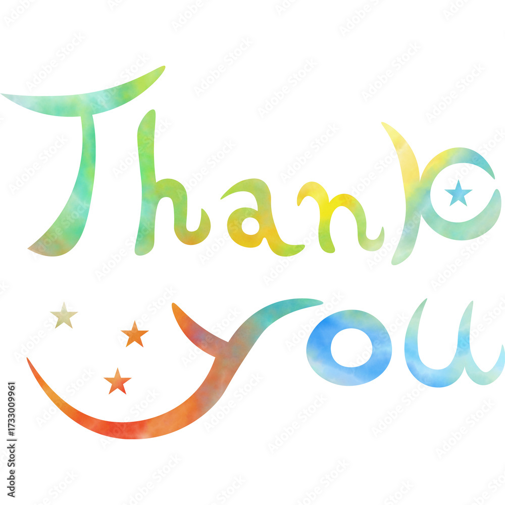 Fototapeta premium Illustration of a beautiful watercolor patterned “Thank you!” icon image