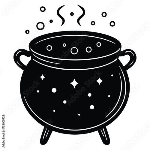 cute witch cauldron with bubbling potion vector on.eps